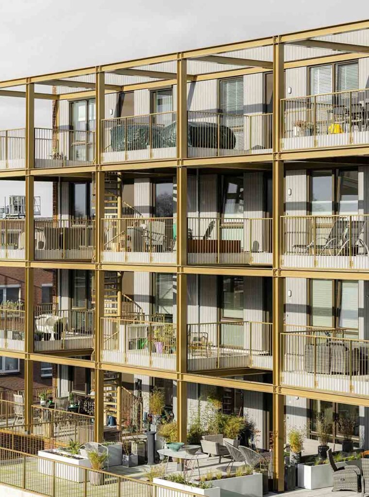 gardens on the deck within an open steel grid structure