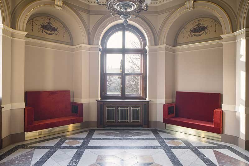 rudolfinum entrance interiors brass 18