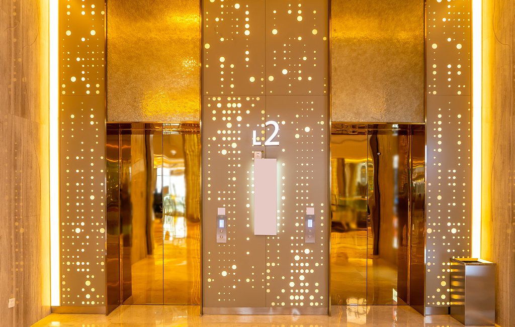 Gold elevator decoration