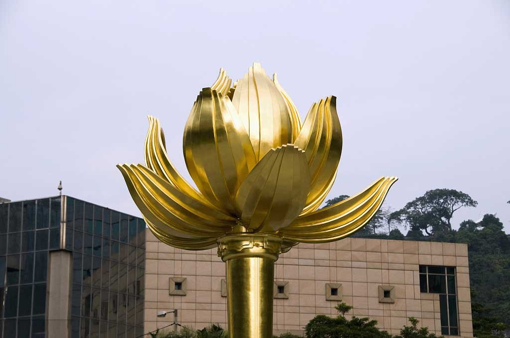 Metal lotus sculpture