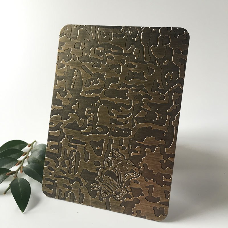 antiqued bronze etched