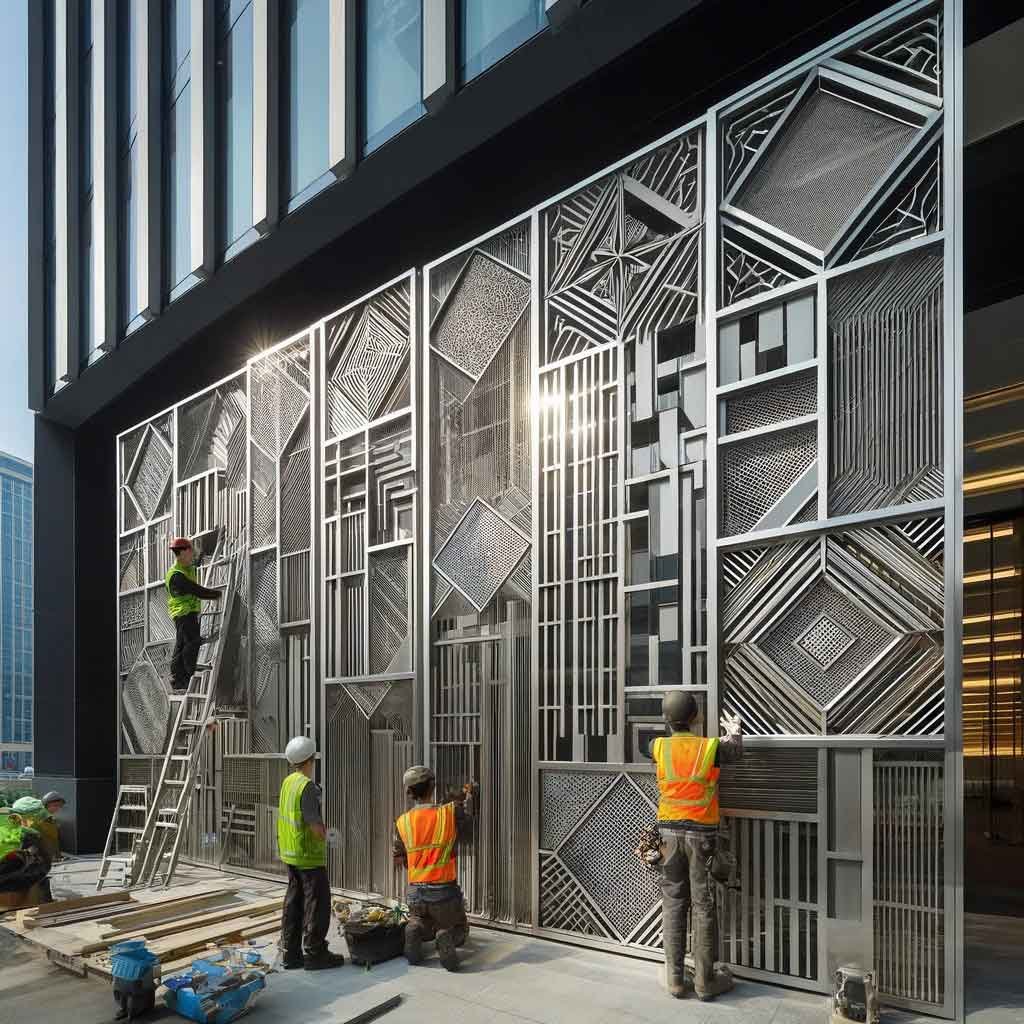 Stainless steel curtain wall installation (5)