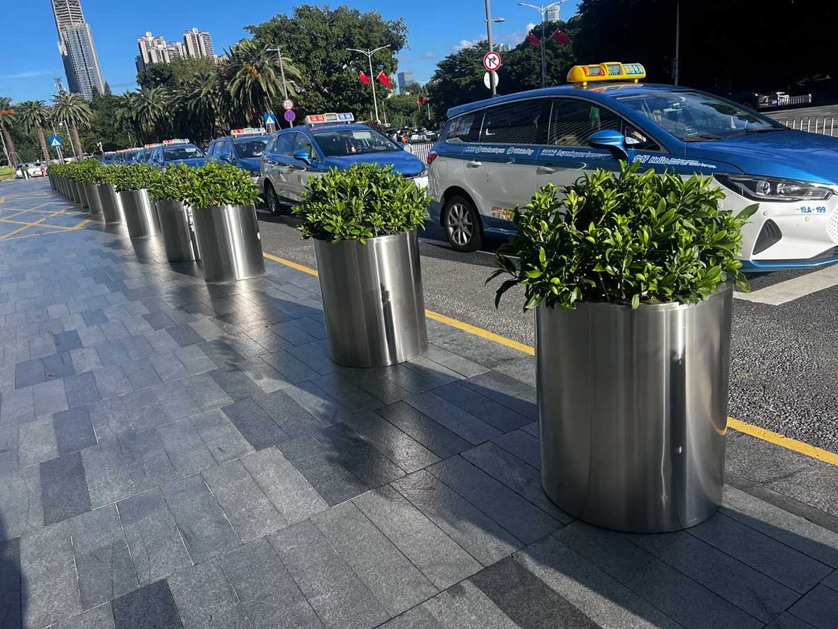 stainless‑steel planters