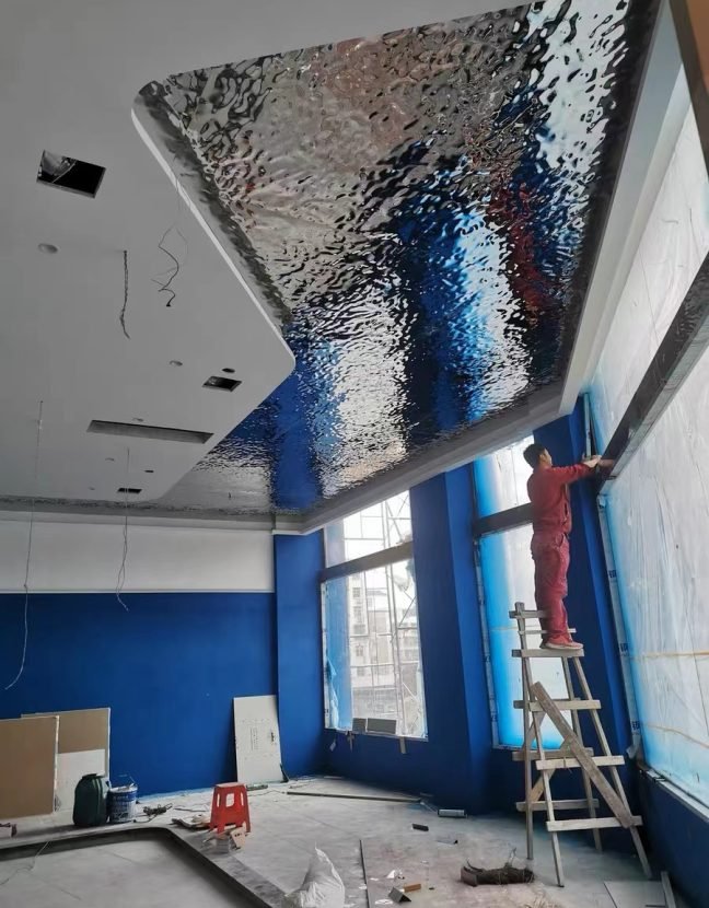 Stainless steel ceiling water ripple decoration